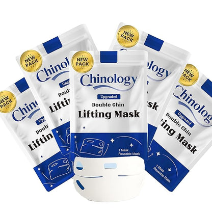 Double Chin Lifting Mask, Reusable Upgraded Double Chin Reducer, Helps Create A Three-Dimensional Jawline, Sleep Mask for Face and Neck Upgraded Deep Collagen Firming Mask (5 Pcs)