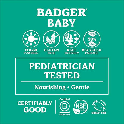 Badger Mineral Baby Sunscreen Cream SPF 40, 98% Organic Toddler Sunscreen with Zinc Oxide, Broad Spectrum, Reef Safe, Water Resistant, Pediatrician Tested Baby Sunblock, 2.9 fl oz, 2-Pack
