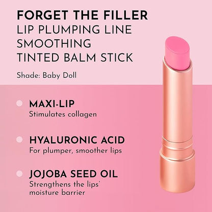 "LAWLESS Forget the Filler Lip Plumping Line-Smoothing Tinted Balm, Baby Doll, Pink, 0.09 Ounce"