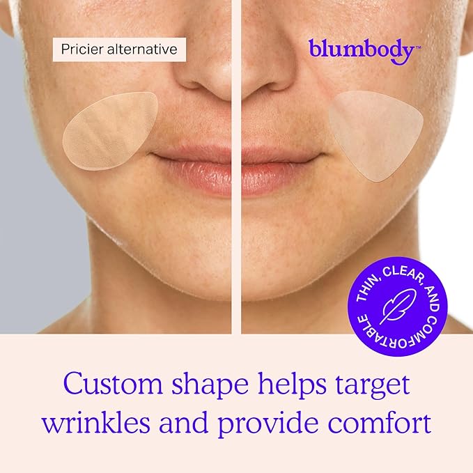 BLUMBODY Face, Forehead Wrinkle Patches – Mini Anti-Wrinkle Facial Patches for Eyes, Mouth, Forehead – Triangle Non-Silicone Face Tape for Elevens, Crows Feet and Fine Lines – 160 Facial Patches