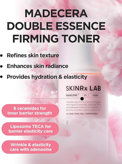 SKINRxLAB MadeCera Cream Double Essence Firming Korean Toner – Dual Layer Hydration Toner with Milk Protein, Ceramide and Panthenol - Makeup Boosting for Smooth Skin, 5.07 fl.oz.