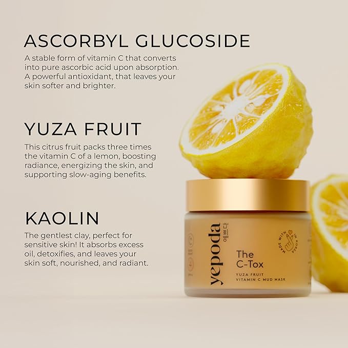 Yepoda The C-Tox, Detoxifying Mud mask with Vitamin C, Deeply Cleanses & Brightens the Skin, Vegan Korean Mud Mask for All Skin Types. 2.82 OZ. (80 g)