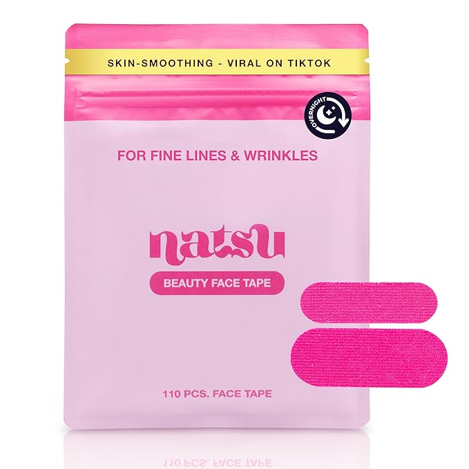 Overnight Anti Wrinkle Patches for Women - Japanese Face Tape for Forehead, Smile Lines - Pre-Cut Kinesiology Face Tape in 2 Sizes - Skin Safe, Latex-Free