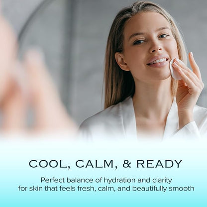 Ice Sorbet Toner Pads | Skin Prep Wipes for Puffiness, Under Eye Bags & Instant Face Lift | Gel Pads for Sunburn Relief & After Sun with 30% Glacial Water & Caffeine | Pack of 3 (180 Count)