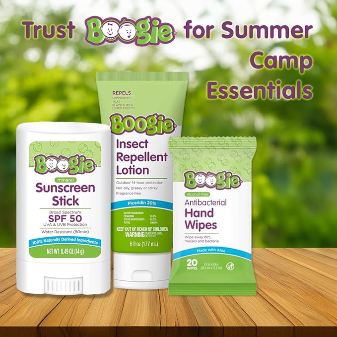 Baby Sunscreen Stick by Boogie Block, Mineral Sunscreen SPF 50, Travel Size Sunblock for Kids, Zinc Oxide, Water Resistant, Vegan, Fragrance Free Pack of 3