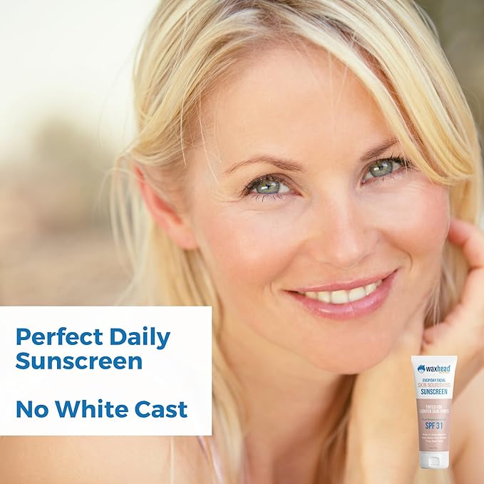 Tinted Mineral Sunscreen for Face SPF 31 by Waxhead – Non-Nano Zinc Oxide BB Cream Moisturizer, Unscented, Non-Comedogenic Facial Sunscreen + Primer for Daily Wear (Light Tint 4oz)