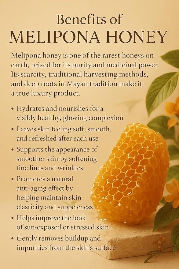 Melipona Honey Face Mask – The All-Natural Solution for Dry Skin, Fine Lines & Youthful Glow With Enzymes & Antioxidants – Soothes Skin After Sun Exposure – Gentle Moisturizer for Sensitive Skin