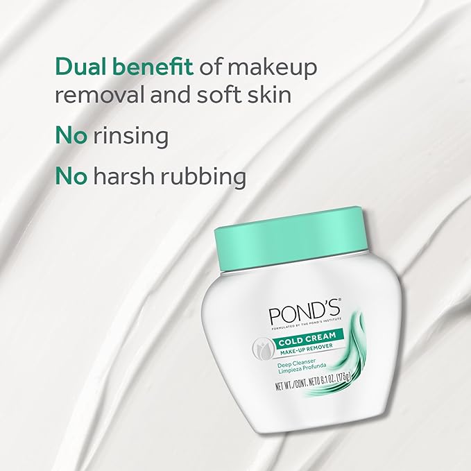 POND'S Cold Face Cream, Skin Care Facial Cleanser for All Skin Types, Deep Moisturizing Face Wash & Makeup Remover, 9.5 oz, 3 Pack