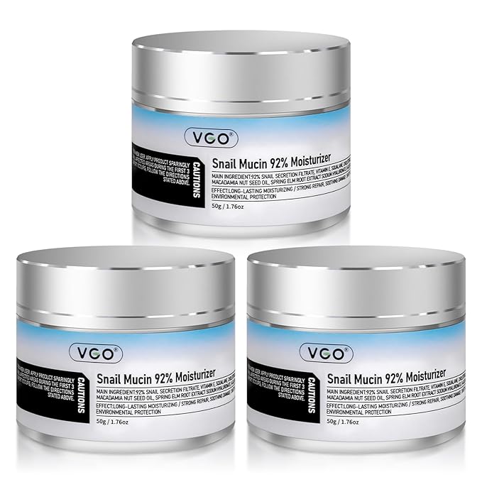 VGO 3 Pack 92% Snail Mucin Moisturizer, Anti Aging, Skin Repair & Hydrating Face Cream with Ceramide & Vitamin E