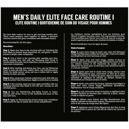 Brickell Men's Daily Elite Face Care Routine I, Toner, Gel Facial Wash, Face Scrub, Anti-Aging Night Cream, Eye Cream, Charcoal Mask and Moisturizer, Natural and Organic, Scented