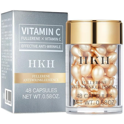 HKH Vitamin C Serum for Face: 48 Capsules Retinol Anti-Aging Wrinkle Repair Serum - Vitamin E Niacinamide Oil for Women - Daily Deep Skin Care for Fine Lines Smoothing Hydrating Brightening