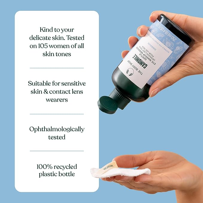 The Body Shop Chamomile Gentle Eye Makeup Remover – Gently Removes Makeup & Impurities – Vegan – 8.4 oz