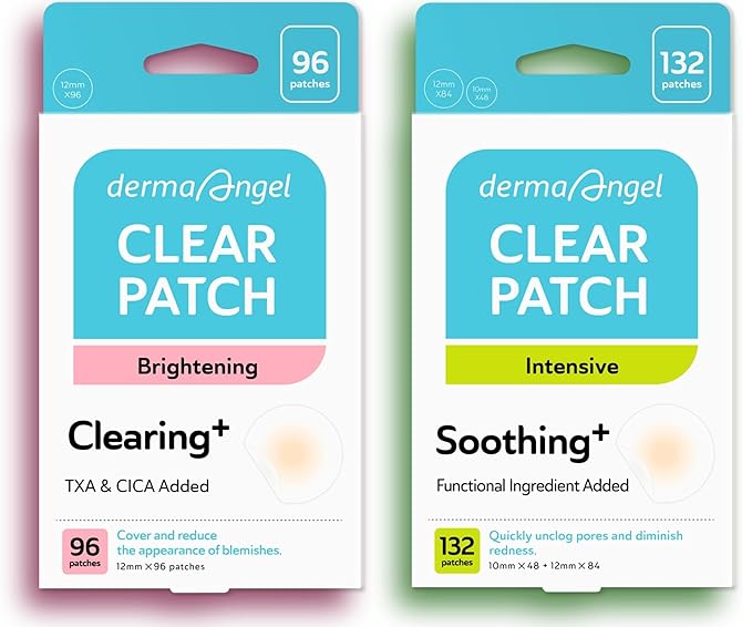 DERMA ANGEL Ultra Invisible Salicylic Acid Acne Patches and Post Acne Dark Spot Patches Bundle - Day and Night Use - UPGRADED