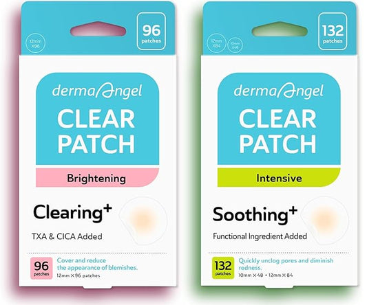 DERMA ANGEL Ultra Invisible Salicylic Acid Acne Patches and Post Acne Dark Spot Patches Bundle - Day and Night Use - UPGRADED