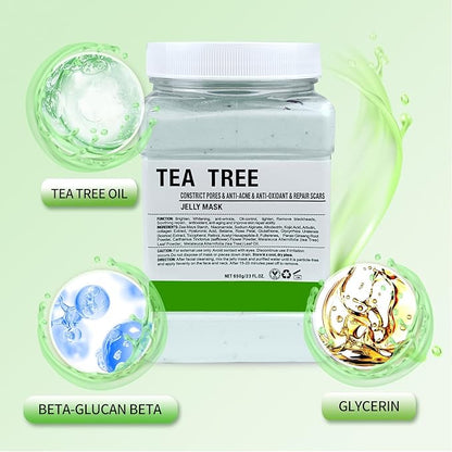 Jelly Mask for Facials Professional, Hydrating & Moisturizing Peel-Off Natural Gel Face Mask SkinCare, Professional Spa Use Jelly Face Masks, Deep Hydration & Glow 23 Fl Oz (Tea Tree)