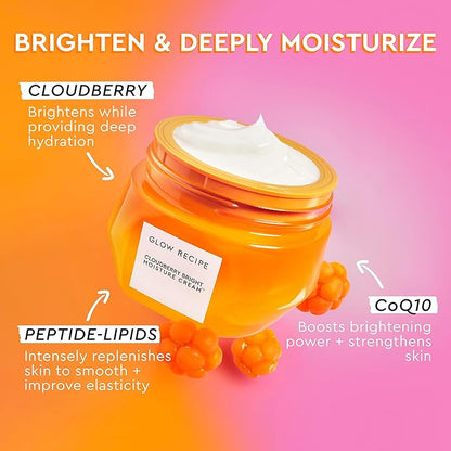 Glow Recipe Cloudberry Refillable Face Cream – Ultra Moisturizing Korean Face Cream for Women with CoQ10, Multi Peptides, and Vitamin C to Brighten, Repair Skin Barrier & Even Skin Tone (50 ml)