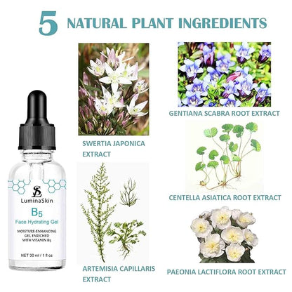 Hydrating Vitamin B5 Gel Skin Moisture-Enhancing Gel, Hyalu B5 Pure Hyaluronic Acid Serum for Face, with Vitamin B5, Anti-Aging Serum for Fine Lines and Wrinkles 30 ml