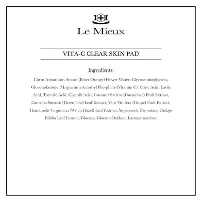 Le Mieux Vita-C Clear Skin Pad - Triple-Action Facial Exfoliant Pads with Glycolic Acid Pads & Antioxidant Vitamin C (2 oz / 30 pads)