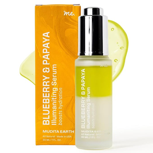 Mudita Earth Hyaluronic Acid Serum + Vitamin B5 for Face – 1 fl oz | Dermatologist-Tested Blueberry & Papaya Glow Serum | Moisturizer, Hydrating & Healthy-Aging Skincare for Acne, Sensitive & Dry Skin