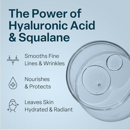 QRxLabs Plant-Based Squalane Face Moisturizer - 2 fl oz (60 mL) - Hyaluronic Acid Hydrating Cream for Face & Body - Moisturizing Cream with Vitamin B5 & Rice Protein - Silicone-Free Cruelty-Free