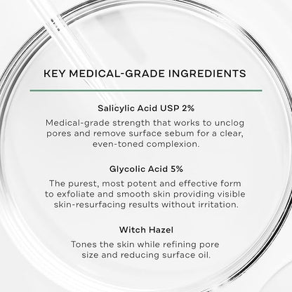 Replenix Gly-Sal Clarifying Acne Pads, 60 Count, Medical-Grade Glycolic Acid & 2% Salicylic Acid Exfoliating Pads for Acne-Prone Skin, Help Clear Blemishes & Refine Pores, Non-Oily
