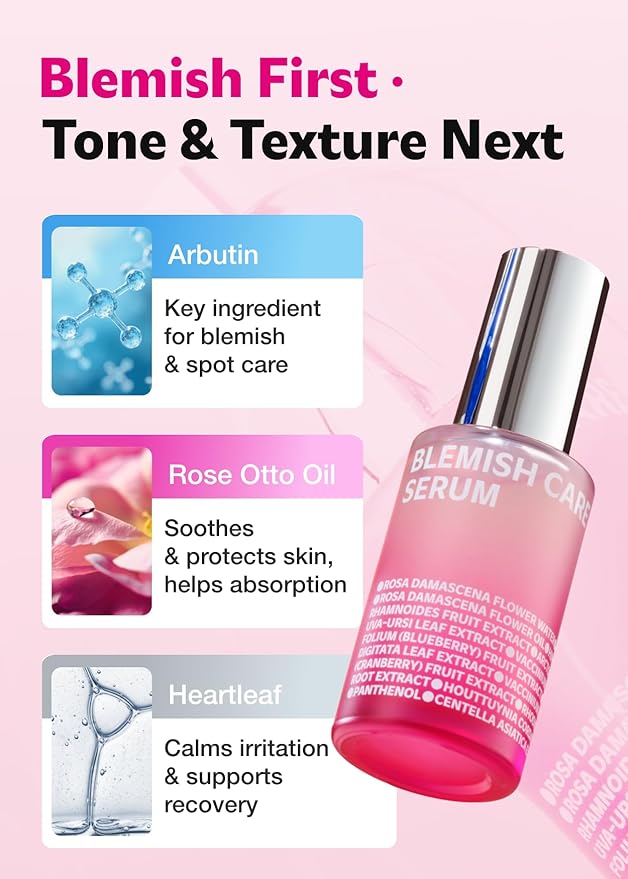 ISOI Blemish Care Up Serum for Face, Vegan Hydrating Serum for Smooth & Glass Skin Effect, Skin Barrier & Moisture Balance for Women, Arbutin, Korean Skin Care (1.18 fl. oz, 35ml)