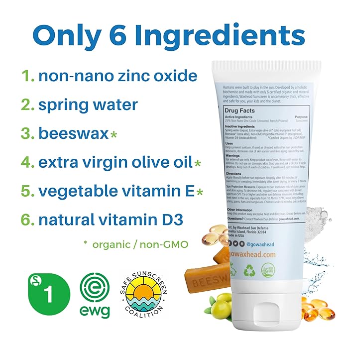 Waxhead Baby Sunscreen SPF 35 – Non-nano Zinc Oxide Mineral Lotion for 6-12 months Babies + 12-24 Toddlers | Natural Tear‑Free + Organic Hypoallergenic, Pediatrician‑Recommended Sunblock (4 oz)
