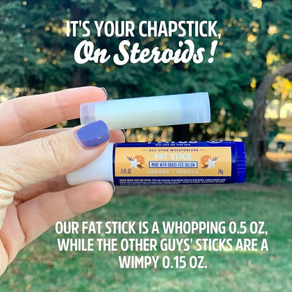 FATCO Fat Stick and All Purpose Moisturizing Stick for Dry Areas on your Face, Lips, and Body - Orange + Vanilla (2-Pack)