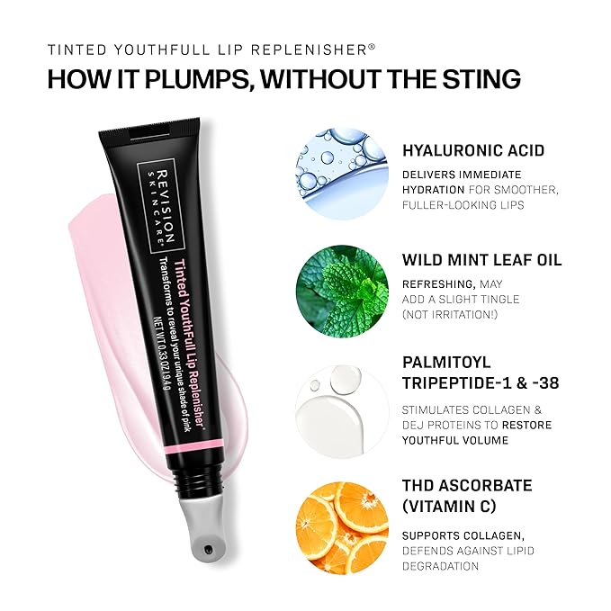 Revision Skincare Tinted YouthFull Lip Replenisher® – pH-Activated Tinted Lip Plumper, Hydrating, Volumizing, and Anti-Aging Treatment with Hyaluronic Acid, 0.33 oz