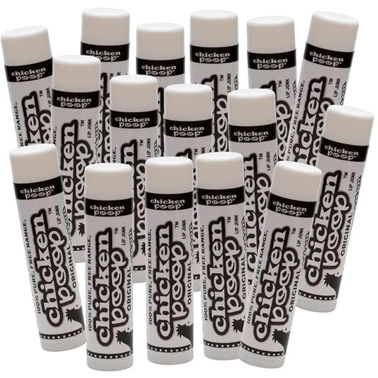 .15 oz. Chicken Poop® ORIGINAL FLAVOR Lip Junk for Dry, Chapped Lips, LIP BALM BULK PACK OF 16