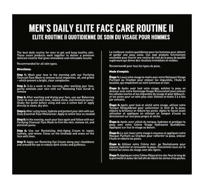 Brickell Men's Daily Elite Face Care Routine II, Toner, Charcoal Facial Wash, Face Scrub, Anti-Aging Night Cream, Eye Cream, Charcoal Mask and Moisturizer, Natural and Organic, Scented