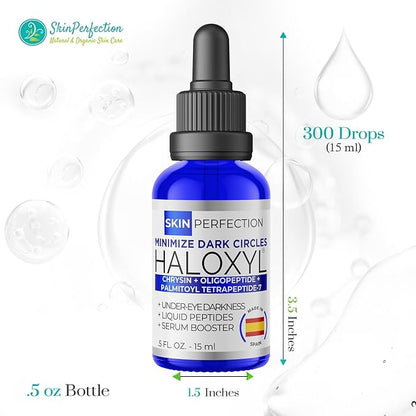 Skin Perfection Haloxyl Anti-aging Under-eye Diy Serum Booster Peptides for Dark Circles, Discolorations Blue Passion Flower .5 Oz, 300 Drops