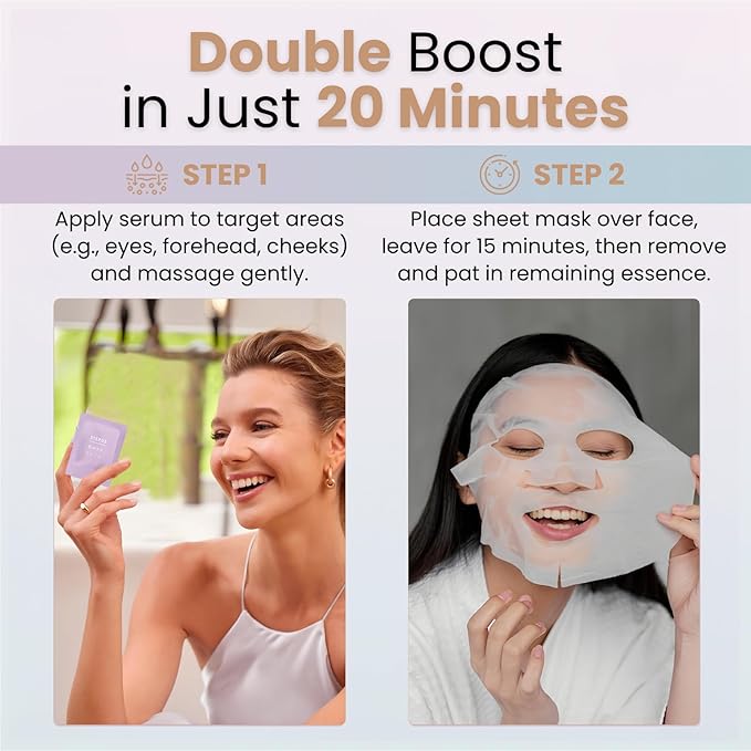 COCOCHI 5 EA Facial Mask Sheet for Clear Skin, Dark Spots & Sensitive Skin with Vitamin C Face Serum, 2-STEP Face Mask Skincare for Women by Peptide& Pearl Extract from Japan, AG Ultimate PEARL