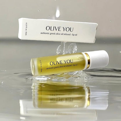 Olive You Lip Oil - Clean Beauty, Non-Sticky, Glossy, Hydrating & Plumping Lip Treatment with Greek Extra Virgin Olive Oil & Squalane - Vegan, Cruelty & Paraben-Free, Luxury Gift