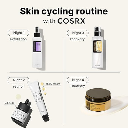 COSRX Skin Cycling Routine - Snail Mucin 96% Essence + Retinol 0.5 Oil, Recovery Set for Face and Neck, Fine Lines Spot Treatment, Repair Oil for Face