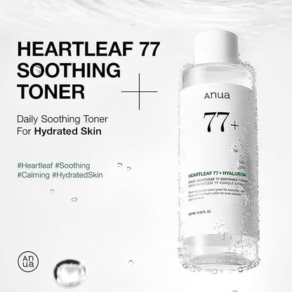 Anua Heartleaf 77 Soothing Toner I pH 5.5 Skin Trouble Care, Calming Skin, Refreshing, Purifying (500ml / 16.9 fl.oz.)