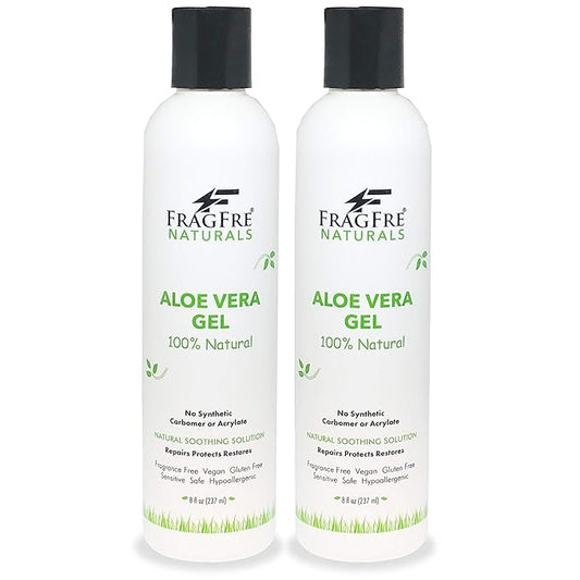 All-Natural Aloe Vera Gel 8 oz (2-Pack Gift Set) - No Synthetic Carbomer or Acrylate - 100% Natural Aloe Vera Soothing Gel - After Sun Exposure Skin Care - Fragrance Free Vegan Gluten Free