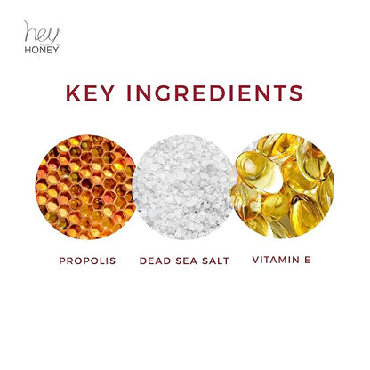 Hey Honey Skincare Propolis and Dead Sea Salt Microdermabrasion Facial Scrub For Sensitive Skin | Non-Abrasive Exfoliating Aimed Brighten Acne Scars, Remove Blackheads & Dead Skin Cells | 2.2 oz