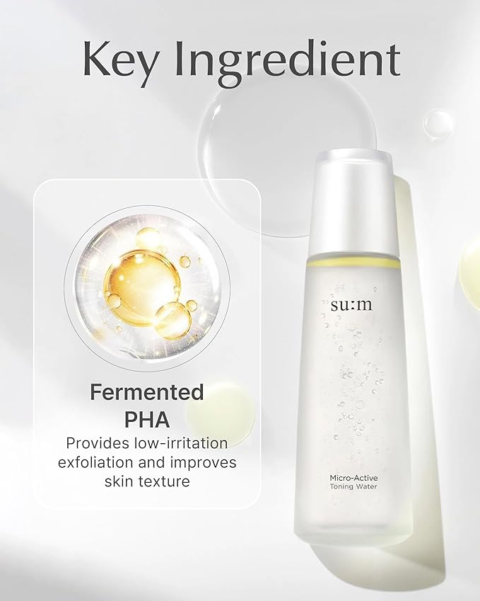 SU:M Micro-Active Toning Water (5.07 fl oz) - Dual-Phase Gentle Exfoliating Toner with Low-Irritation, Improved Skin Texture & Boost Vitality, Korean Skin Care. PHA, Biopeptide.