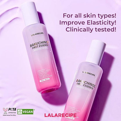 Bakuchiol First Essence – Hydrating Milky Korean Toner with Retinol Liposome, Shea Butter & Peptides – Vegan Skincare for Wrinkle Care & Elasticity (5.24 fl oz)