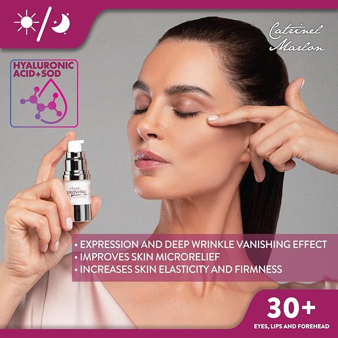 GEROVITAL EVOLUTION Anti-Wrinkle Serum for Eyes, Lips and Forehead Area with Hyaluronic Acid, Vitamin A and E, Reduces Deep Wrinkles, Improves Skin Elasticity, ‎15 ml
