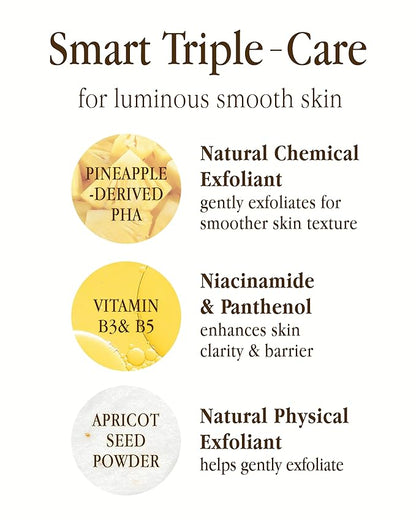 Farm Rx Pineapple Plus PHA Scrub Cleanser (6.7fl oz) - Gently Exfoliating Face Wash for Smooth, Bright Skin. Korean Skin Care. PHA, Niacinamide, Panthenol.