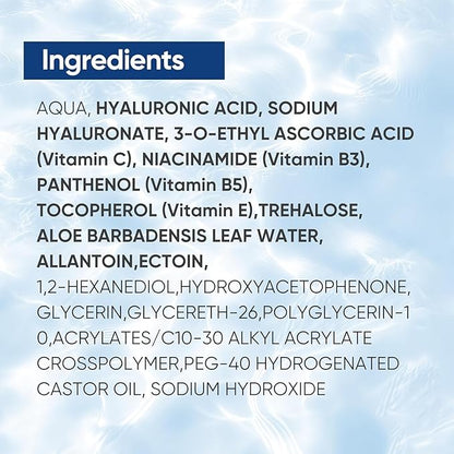 Hyaluronic Acid Serum for Face with Vitamin B5, C, E & Niacinamide, Hydrating & Plumping Face Serum for Sensitive Skin, Fragrance-Free 4 Fl Oz