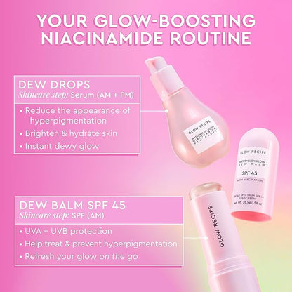 Glow Recipe Face Sunscreen Stick SPF 45 - Travel Size Roll On Korean Sunscreen with Hydrating Hyaluronic Acid & Niacinamide for a Dewy Glow - No White Cast (.58oz)