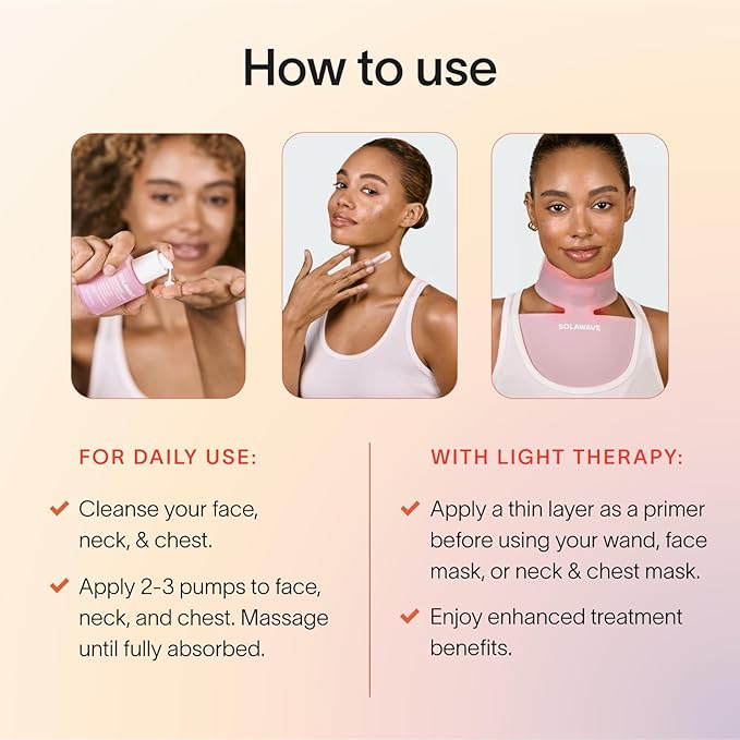 Solawave LightBoost Red Light Therapy Serum for Face & Neck | Enhances Beauty Wand & Microcurrent Devices | Boosts Collagen & Hydration for Radiant Skin, Reduces Appearance of Wrinkles & Fine Lines
