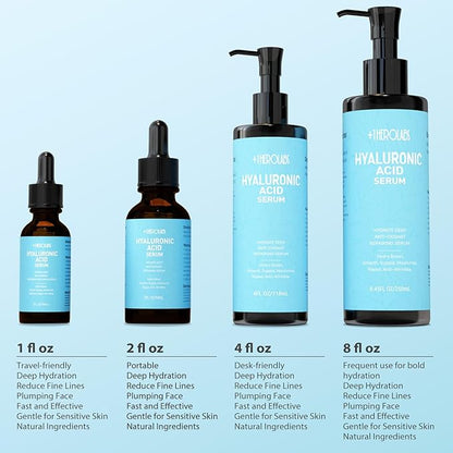 Hyaluronic Acid Serum for Face with Vitamin B5, C, E & Niacinamide, Hydrating & Plumping Face Serum for Sensitive Skin, Fragrance-Free 4 Fl Oz