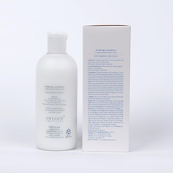 OxygenCeuticals Nutrient Toner – Essence-Type Hydrating Toner for Dry Skin, Deep Moisture & Nourishing Care with Hyaluronic Acid, Portulaca & Allantoin Extracts. 10 fl.oz (300ml)