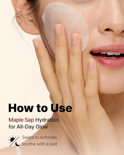 MAY COOP Raw Moisture Korean Toner Pad – Redness Relief, Hydrating, Exfoliating Cotton Pads with 75% Maple Sap for Skin Balancing & Smoother Texture, 70 Pads