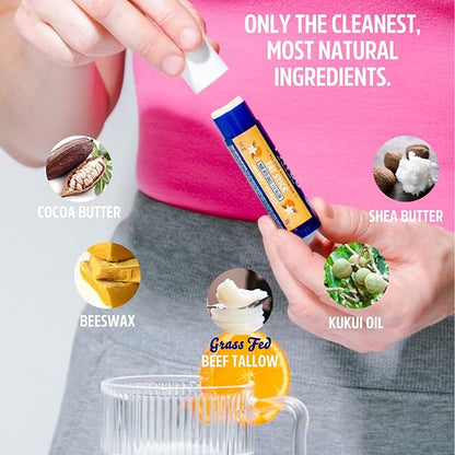 FATCO Fat Stick and All Purpose Moisturizing Stick for Dry Areas on your Face, Lips, and Body - Orange + Vanilla (2-Pack)