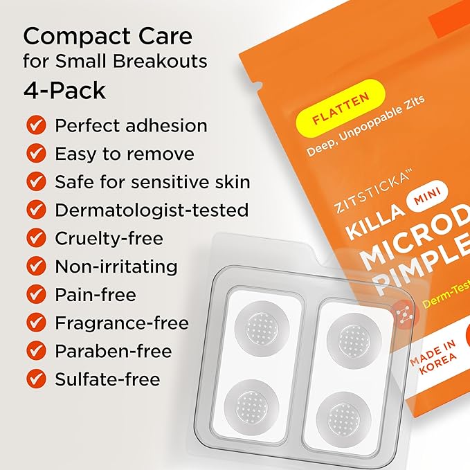 ZitSticka Killa Pimple Patches for Face - World's Most Potent Pimple Patch with Fast-Acting Microdarts - Starts Working within 26 Hours for Deep, Early-Stage Zits - Mini 24 Count